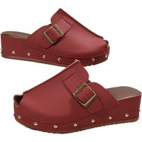 New Women's Platform Slippers New Round Head Deep Mouth Rivet Metal Buckle Anti-slip Wear-resistant Sandals Baotou Slippers