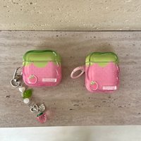 Creative Cartoon Strawberry With Pendant Shockproof Protective Earphone Cover Case for AirPods 1 or 2 3 4 Pro 2 Pro 3