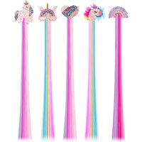 5 Pcs Unicorn Hair Clips for Girls Rainbow Hair Extensions for Kids Colored Girl Hair Accessories Unicorn Hairpieces for Girls