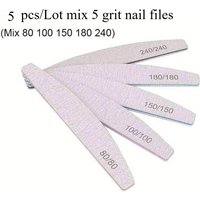 5Pcs/set Professional Sandpaper Nail File, Thickened Wear Resistant Half Moon Sanding File, Manicure Special Accessories Tools