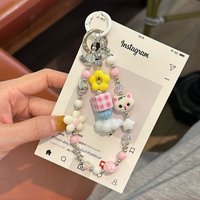 Dopamine Love Pearl Flower Phone Strap Bag Ring Chain Car Key Pendant Airpods Headphone Shell Pendant Phone Case Key Chain