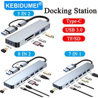 USB 3.0 HUB Type C Docking Station TF SD Card Reader Audio Multiport Output Splitter for Macbook Pro Computer Fast Data Transfer