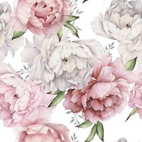 Pink Peony Blossom Floral Peel and Stick Wallpaper White Flower Self Adhesive Wallpaper Vintage Removable Contact Paper