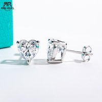 AnuJewel Heart Moissanite Stud Earrings 1cttw-6cttw D Color VVS1 925 Sterling Silver 18k Gold Plated Classic Women's Jewelry
