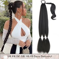 34Inch Synthetic Braided Ponytail Extensions Black Brown Blonde Hairpiece Pony Tail With Hair Tie For Women Fake Hair Extensions