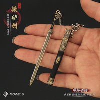 9cm Swords Model with Sheath Key Chain All Metal Crafts Ornament Outdoor Toys Katana Knife Collections Gifts