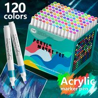 12-120 Colors Art Markers Hard-Tip Acrylic Markers for Painting Drawing DIY CD Cup For Students Beginner Art School Supplies