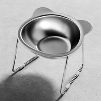 Stable Raised Cat Bowls Tilted Neck Guard Cat Food Bowl 304 Stainless Steel Shatter-resistant Dog Bowls for Puppy and Cat