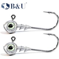 B&U Swimbait Hook Jig Head High Strength Fishing Worm Lure Hooks For Seawater Freshwater Fishhook Fishing Tackle Luminous Eyes