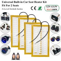 Kit de chauffage universel intégré pour siège de voiture, adapté aux 2 sièges, coussinets chauffants en fil d'alliage 108W, interrupteur de commande double à 3 niveaux avec faisceau de câbles