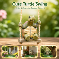 Creative Resin Turtle Swing Statue Green 5.8cm Funny Animal Figurine Miniature Hanging Ornament for Garden Yard Micro-Landscape