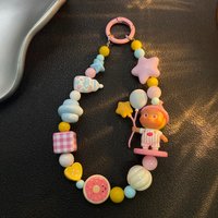 Balloon Star People Pendant Phone Chain Keychain Beads Cute and Exquisite Women's Car Bag Hanging Rope Keychain
