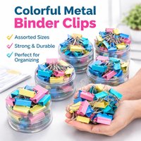 Colorful Metal Binder Clips, Assorted Sizes Office Paper Clips for Documents, Black File Clips Stationery Supplies