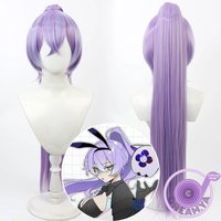Hoshirube Sho Cosplay Wig Vtuber Purple Mixed Long Ponytail Heat Resistant Synthetic Hair Halloween Party Role Play + Wig Cap