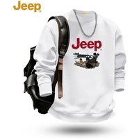 New Men's Jeep Thick Cotton Long Sleeve Sweatshirt, Spring and Autumn Round Neck Multi-Purpose Printed Top, Casual Pullover