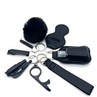 9pcs multifunctional and convenient women's PU keychain set, 9-piece set for self-defense safety protection keychain set, keycha