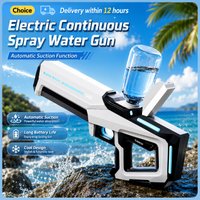 Electric Pulse Water Gun Automatic Water Suction Continuous Spraying with LED Light Summer Outdoor Water Gun Children's Toy