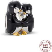 New 925 Sterling Silver Charms Cute Penguin Mother And Child Beads Jewelry Making For Original Bracelet Ladies Jewelry DIY Gifts