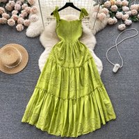 Elegant Sexy Backless High Waist embroidery Slip Dress Fairy A-line Summer Beach Vacation Slim Women Evening Party Dress