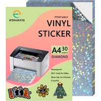 A4 10/20/30/40/50PCS Holographic Diamond Printable Vinyl Sticker for Inkjet Printer, Easy to cut, Waterproof, DIY Craft & Labels