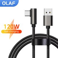 Olaf 120W USB To Type C Cable 90 Degree Elbow Mobile Phone Fast Charging For Xiaomi Huawei Redmi 6A USB C To Type C Data Cable