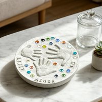 DIY garden stone handprint kit Handprint Stepping Stone Kit includes 1 model, 26 alphabet stamps and colored stones