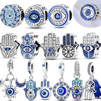 New In 925 Silver Charms Baeds Dream Devil's Eye Fatima's Hand Cross Charms Pendant Fit Original Bracelet Women Jewelry Gift DIY