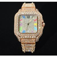 Men's Iced Out Square Quartz Watch Luxury Style with Everyday Functionality Waterproof Diamond Watches For Man Dropshipping