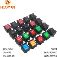【5-1PCS】KCD4 Rocker Switch On Off 6 Pin With Led 4 16A 250V 220V T85 20A Small 6Pin 4Pin Light For 2 Position 220 230V Lamp 10A