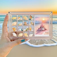 Acrylic Square Shell Storage Box Transparent Sea Shell Display Cabinet Mini Beach Stone Decorative Storage Frame Storage Case