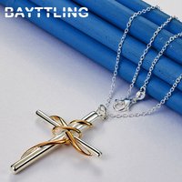 925 Sterling Silver 16-30 Inches Simple Cross Necklace For Women Men Fashion Wedding Gift Jewelry