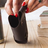 Leather Beer Bottle Waist Holster Portable Beer Belt Handy Wine Bottles rack for Outdoor hiking camping parties Men's gift