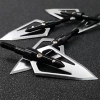 Dual Blade Fixed Broadhead Two Sharp Cutting Edges Wide Triangle Head Threaded Base One Piece for Compound Bow Hunting Arrows