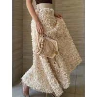 Luxury Fashion Women's Maxi Skirt Elegant Party Looks Evening Partywear Gown High Waist Side Split Female Long Skirt 2024