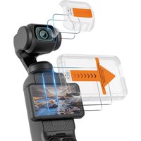 2 Pack AR HD Tempered Glass Screen Protector Film for DJI Osmo Pocket 3/4 Screen and Len Accessories with Auto-Align Install Kit
