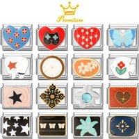 Women's New Fashion Colour Glaze Clock Flowers Stars HeartItalian Charm Beads Fit 9mm Bracelet Stainless Steel DIY Jewelry Gift