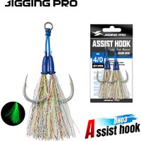 JIGGING PRO 1# 1/0 2/0 3/0 4/0 Luminous Twin Assist Hook Metal Jig Hooks Saltwater Fishing Tackle Jigging Hooks