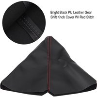 Gear Knob Boot Gear Gaiter Universal Bright Black PU Leather Gear Knob Cover Red Stitch Gear Gaiter Boot Cover