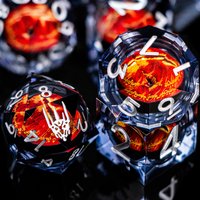 Lliquid Flow Core Eye of Sauron D20 Dnd Resin Dice Set D and D Dungeon and Dragon Role Playing Game D&D Black Sharp Edge Dice