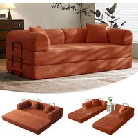 79" Convertible Sofa Bed with Fixed-Shape Frame & Removable Armrests,