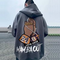 Long Sleeved Hooded Sweater Velvet Fabric Kobe Bryant Print Autumn Fashion Korean Style Retro Men's Size M-8XL