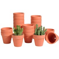 16 Pcs 3.1‘’ Mini Clay Pots Small Terracotta Pots Ceramic Pottery Planter Mini Plant Pots with Drainage Hole for Indoor Outdoor