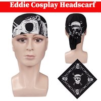Eddie Cos Munson Cosplay Headscarf Costume Props TV ST 4 Disguise Headband Dress Up Black Skull Printed Hair Scarf Halloween