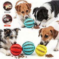 Interactive Dog Chew Ball, Teething Cleaning Pet Toy, Food Treat Feeder Silicone Ball for Small Dogs & Cats