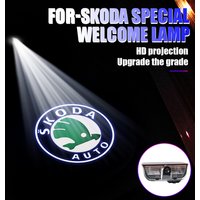 2PCS Car Door Projector Decor Lamp LED Welcome Lights Auto Decoration Accessories for Skoda Superb 2009 2013 2014 Badge Emblem