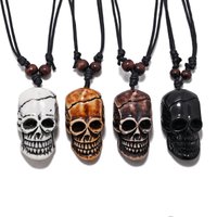 FX020 Ox bone carving necklace skull pendant Punk Choker Retro Jewelry Tribal style Imitation Yak Bone necklace Amulet Gift