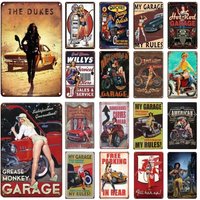 2D Flat Retro Sexy Beauty Aluminum Poster - Men's Metal Plaque, Garage Cave Workshop Wall Decor