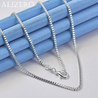 ALIZERO 925 Sterling Silver Necklace 16-30 inch 1MM Box Chain Necklace For Women Man Jewelry Fashion Party and Daily Wear