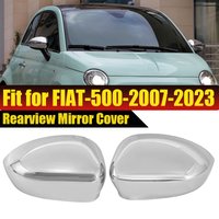 Fit For Fiat 500 2007 2008 2009 2010 2011-2023 Pair Chrome Rhyming Rearview Mirror Cover Cap Car Accessories 735452185 735452186