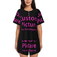 Custom Personalized Custom Photo Logo Pajama Sets for Women 2 Piece Customized DIY Print Short Sleeve Pjs Shorts Sleepwear